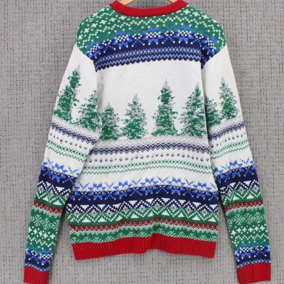 33 Degrees Christmas Sweater Mens XL Multicolor Knit Deers Drinking Embroidered - Picture 6 of 8